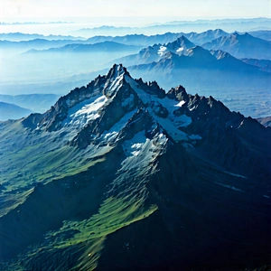 Nature Concept Art: Aerial View Of Mountain Range With Large Mountain