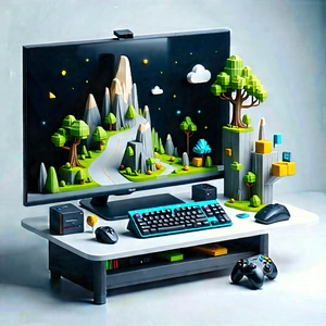 Entertainment Technology In (design:1.37) Studio With Computer Monitor