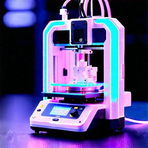 3d Printer With Neon Accents With Printer Sitting