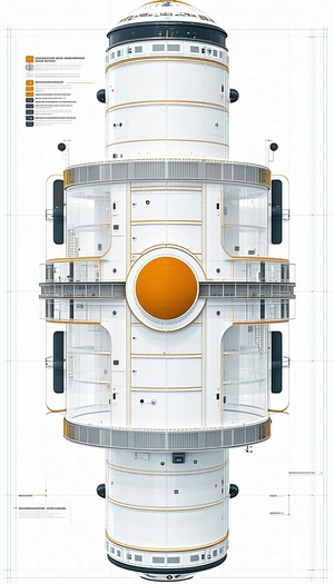 A Large White And Orange Structure Is Shown In A 3d Drawing