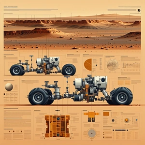 The Image Is A Poster Featuring A Large Robotic Vehicle With Two Wheels