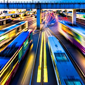 Urban Long Exposure Photography: Aerial view of transportation hub