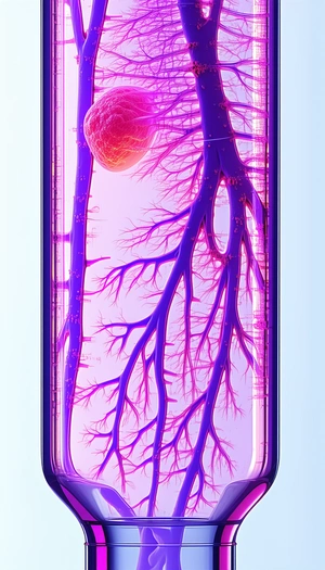 The Image Is A Close-up Of A Tree Branch With A Purple Heart-shaped Object In The Center