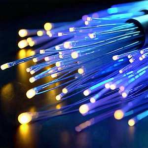 Tech Low Poly: Close-up Of Fiber Optic Cables With Close-up Blue
