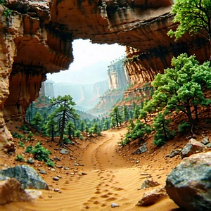 Nature Tilt-shift Photography: Natural Arch In Dry Season With Image, There