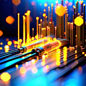 Close-up Of Fiber Optic Cables With Colorful Abstract