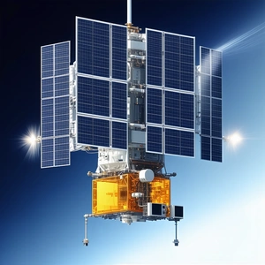 A Space Station With A Large Solar Panel On Its Side