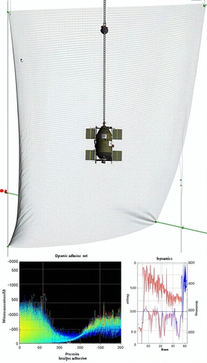A Small Spacecraft, Possibly A Satellite, Hanging From A Wire
