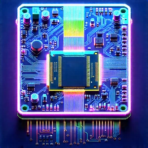 Circuit board with neon accents