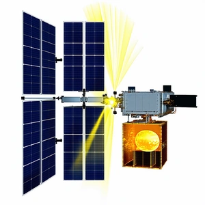 A Solar Panel Is Shown In The Image, With A Bright Light Shining On It