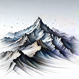 Nature Pencil Sketch: Aerial View Of Mountain Range With Image, There