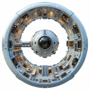 The Image Is A Close-up Of A Large, Round, White Structure With A Central Hole