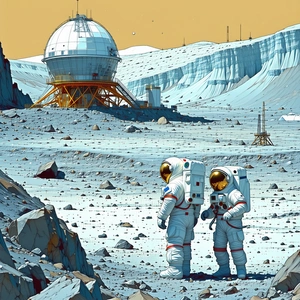 In The Image, There Are Two Astronauts Standing On A Rocky