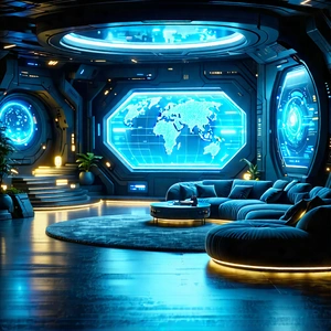 Tech 3d Render: Futuristic Tech Startup Office With Futuristic Living
