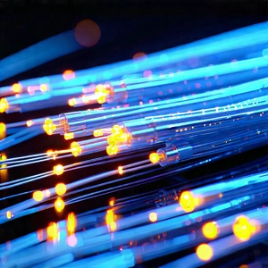 Close-up Of Fiber Optic Cables With Close-up Blue