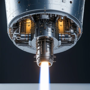 A Rocket Engine With A Bright Blue Flame Coming Out Of It
