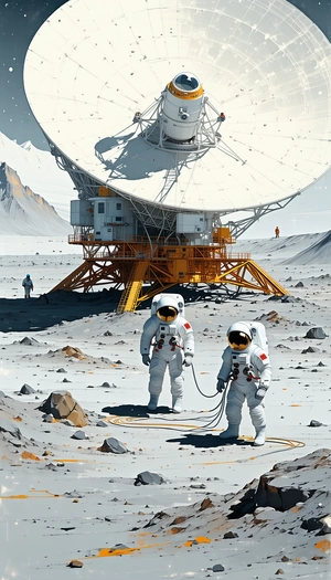 In The Image, There Are Two Astronauts Standing On A Rocky Surface, Possibly On The Moon