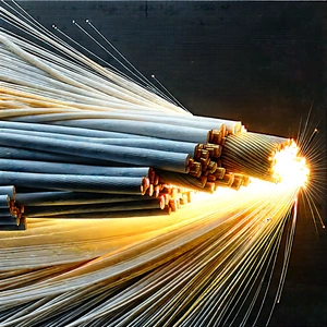 Close-up Of Fiber Optic Cables With Close-up Bunch