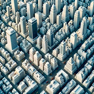 Urban Low Poly: Aerial view of city blocks