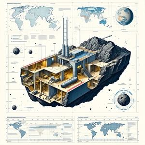 A Large, Detailed Drawing Of A Space Station Is Displayed On A Page