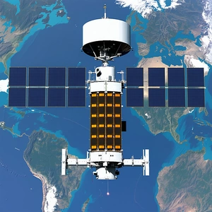 A Space Station With A Large Satellite Dish On Top Of It