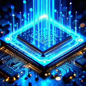 Microchip with blue light (glow:1.33)