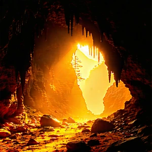 Nature Editorial Photography: Cave Entrance In Autumn Colors With Image, There