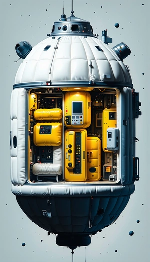 In The Image, There Is A Large, White, Inflatable Dome With A Yellow Interior