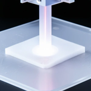 A White Plastic Box With A Red Light Shining Through It