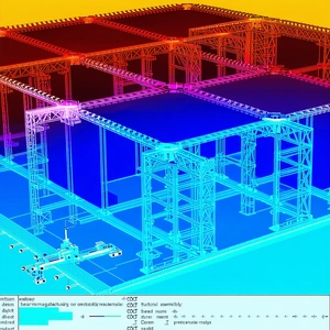 The Image Is A 3d Model Of A Building, Likely A Warehouse Or A Factory