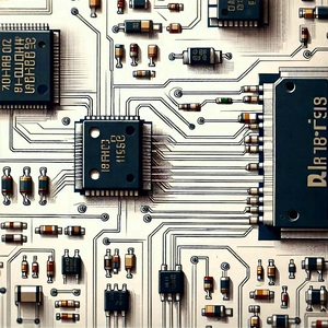 Tech Ink Drawing: Close-up of electronic circuit