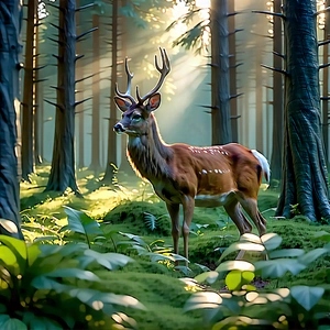 Nature Unreal Engine: Deer In Forest Environment With Deer Standing