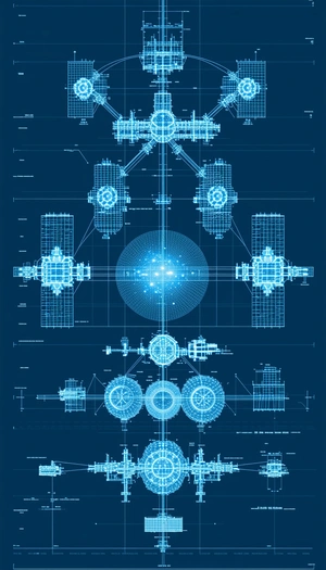 A Blueprint Of A Space Station Is Displayed In A Futuristic Design