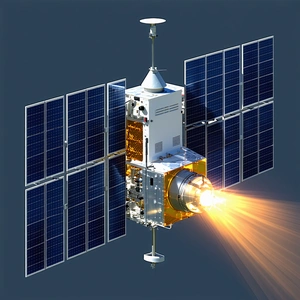 A Spacecraft With A Large Dish Antenna On The Front