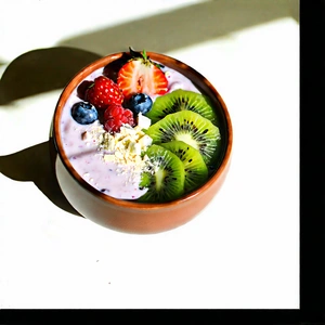 Lifestyle Commercial Photography: Smoothie Bowl Prepared With Seasonal Produce With Bowl Filled