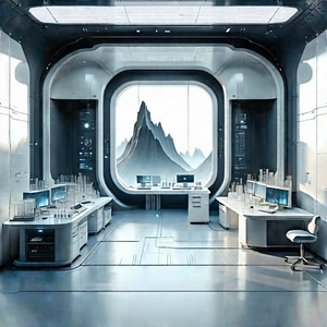 (futuristic:1.25) Research Laboratory With Futuristic Setting,