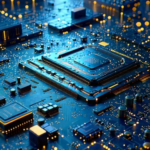 Close-up Of Electronic Circuit With Close-up Computer