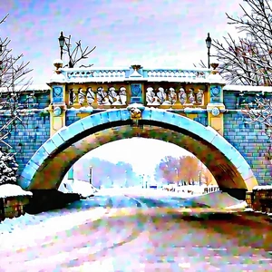 Urban Professional Photography: Iconic Bridge With Snow Covering With Snowy Bridge