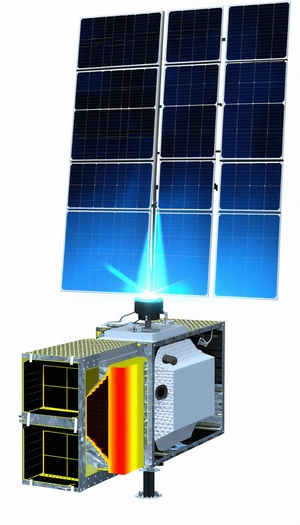 A Solar Panel Is Shown In The Image, With A Bright Light Shining On It