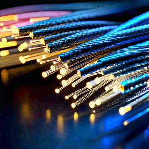 Close-up Of Fiber Optic Cables With Close-up Bundle