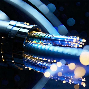 Close-up of fiber optic cables