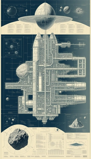 A Blueprint Of A Spacecraft Is Displayed, Showing The Various Components Of The Ship