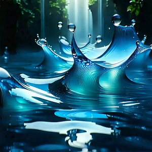 Abstract Concept Art: Liquid Harmony With Serene Waterfall