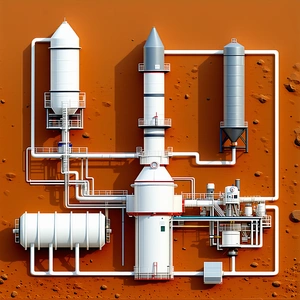 The Image Is A 3d Illustration Of A Space Station With A Large White Tower And A Smaller White Tower