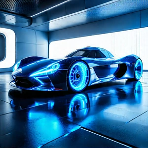 Automotive Technology In Research Center With Blue Sports
