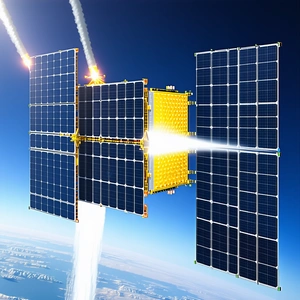 A Solar Panel Space Station Floating In The Sky