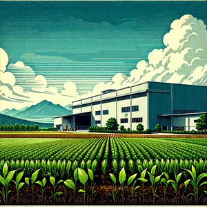 Tech Woodcut Print: Agricultural Technology In Research Center With Painting Large
