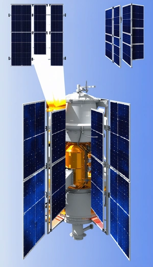 A Large Satellite Dish Is Shown In The Image, With A Bright Light Shining On It