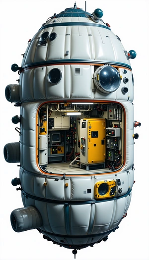 A Large White Spacecraft With A Hollowed-out Interior