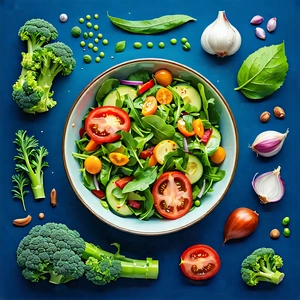 Lifestyle Concept Art: Healthy Meal Prepared With Organic Components With Large Bowl